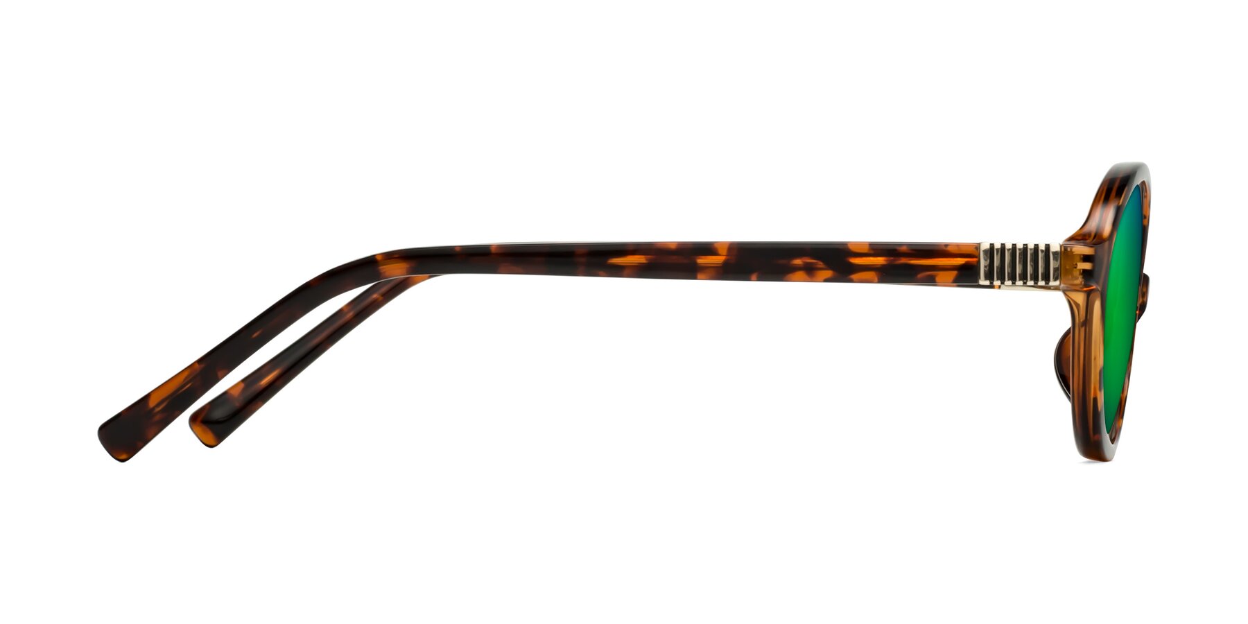 Side of Ubell in Tortoise with Green Mirrored Lenses