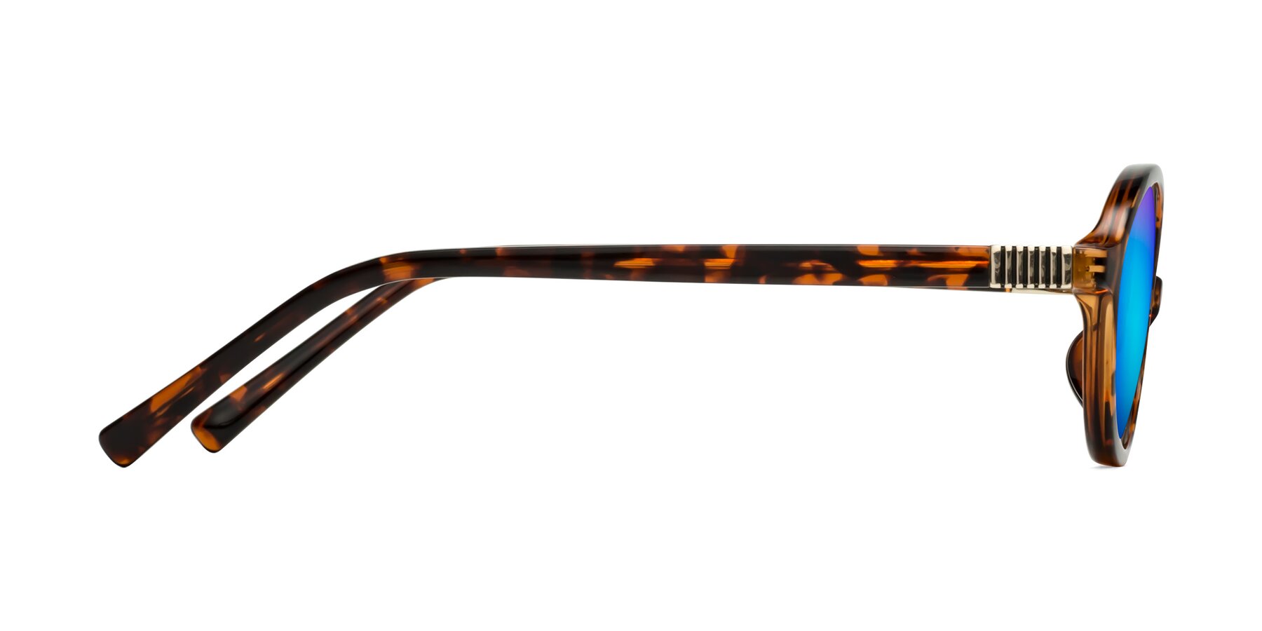 Side of Ubell in Tortoise with Blue Mirrored Lenses