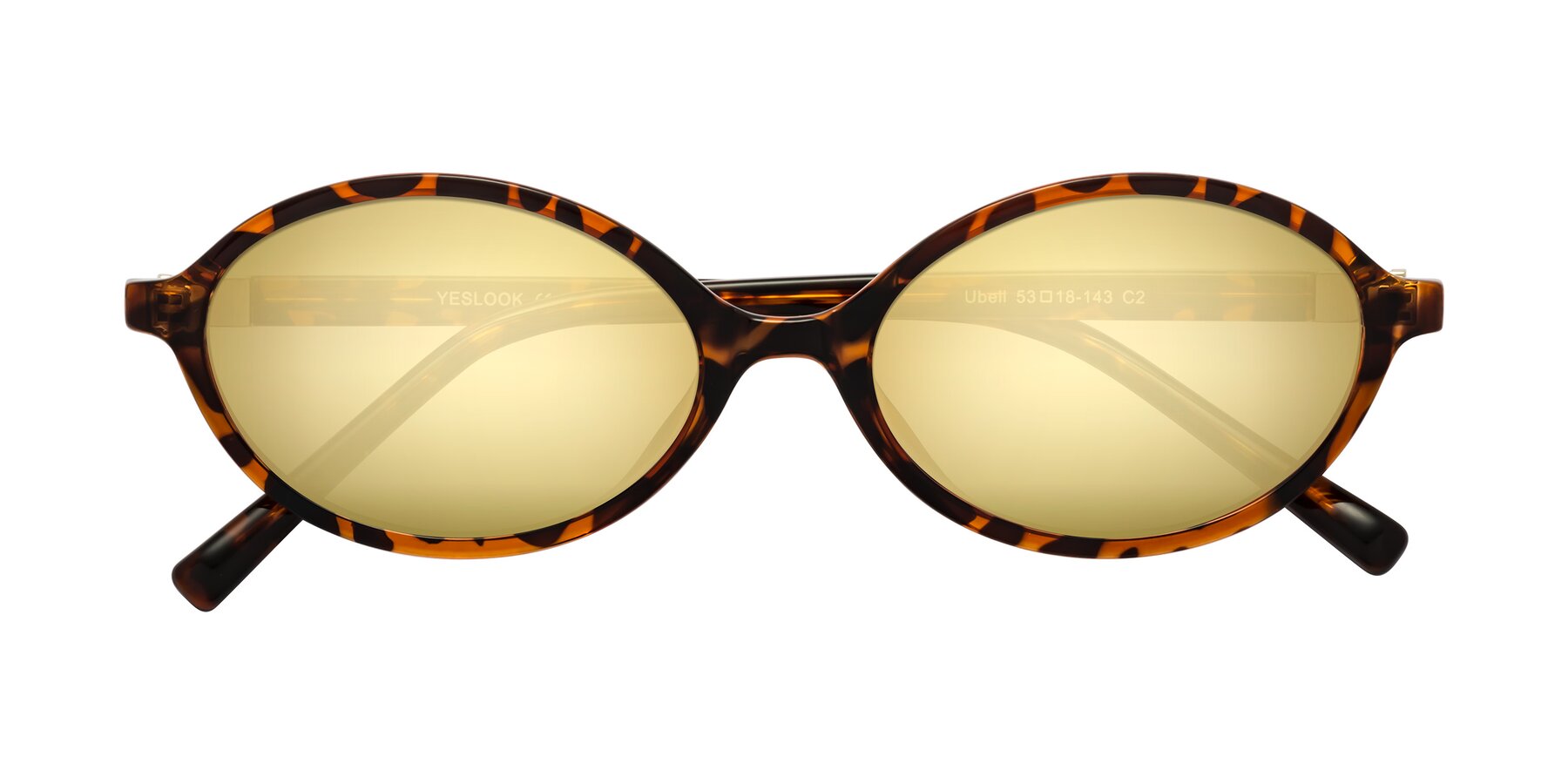 Folded Front of Ubell in Tortoise with Gold Mirrored Lenses