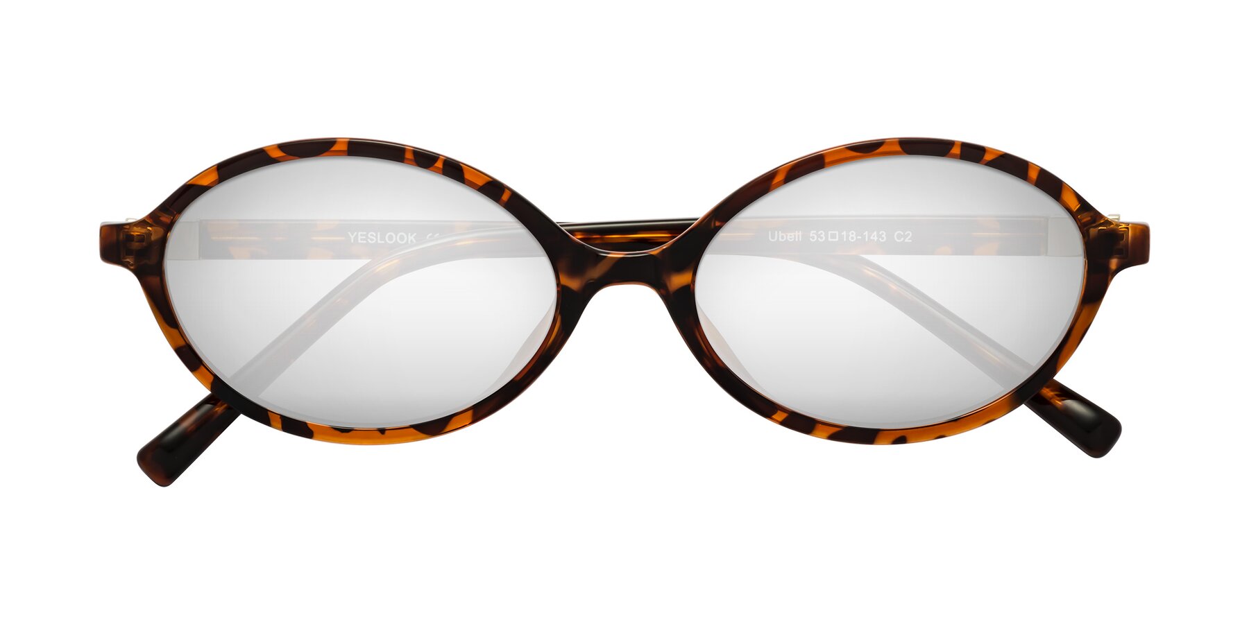 Folded Front of Ubell in Tortoise with Silver Mirrored Lenses
