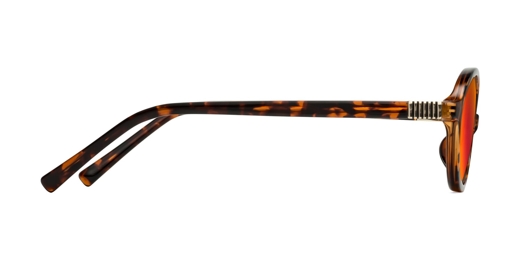 Side of Ubell in Tortoise with Red Gold Mirrored Lenses