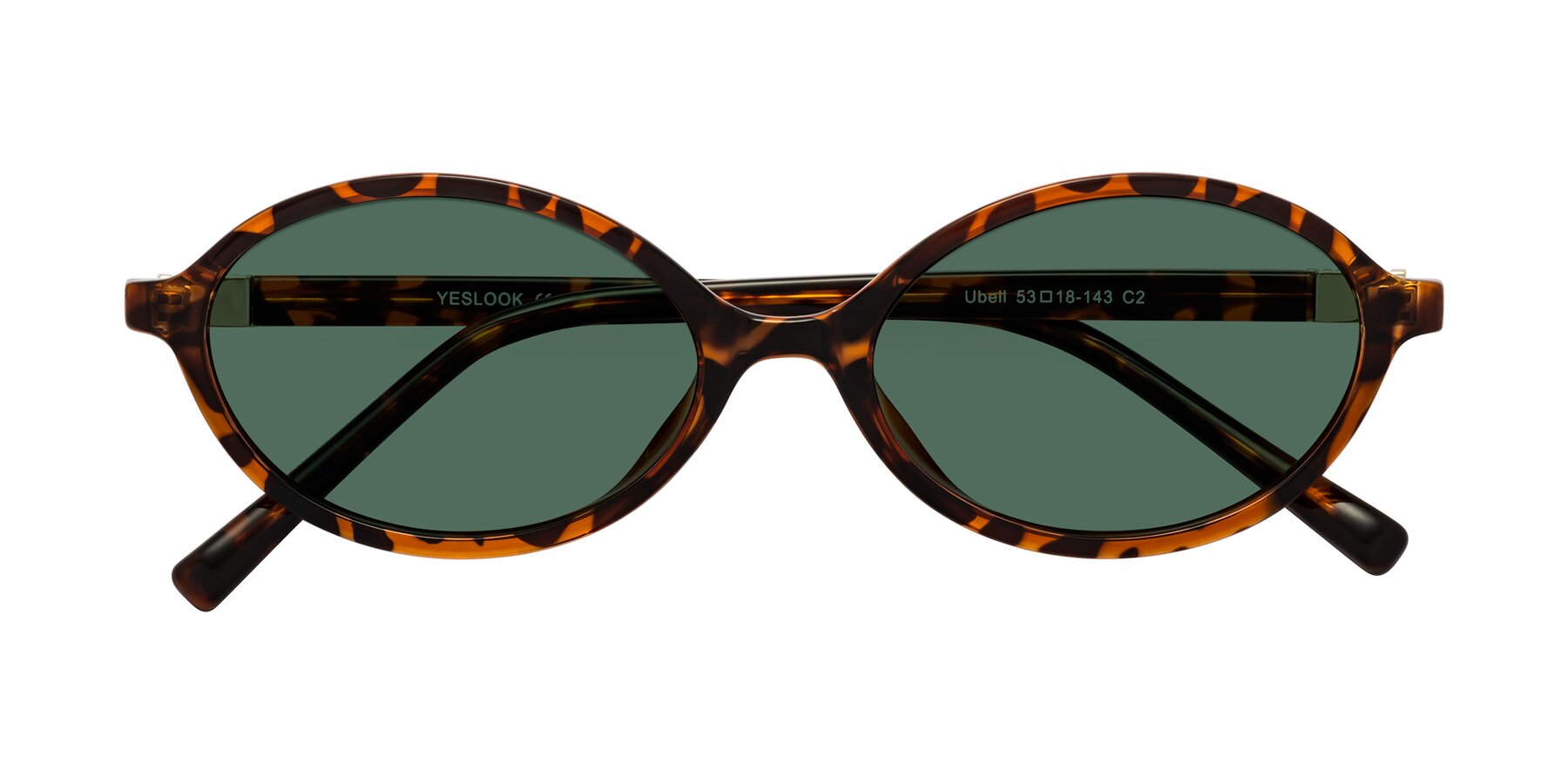 Folded Front of Ubell in Tortoise with Green Polarized Lenses