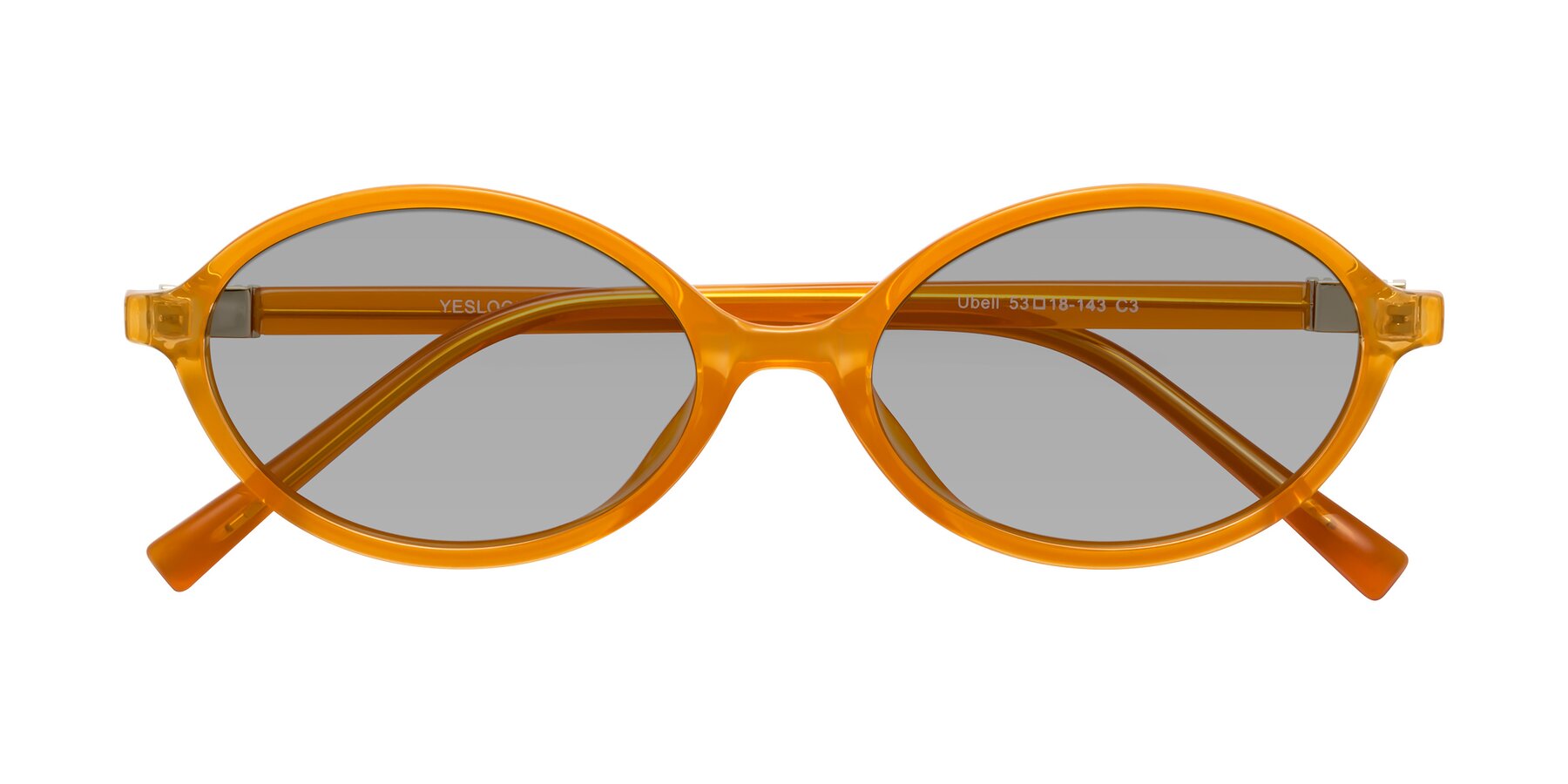 Folded Front of Ubell in Orange with Light Gray Tinted Lenses
