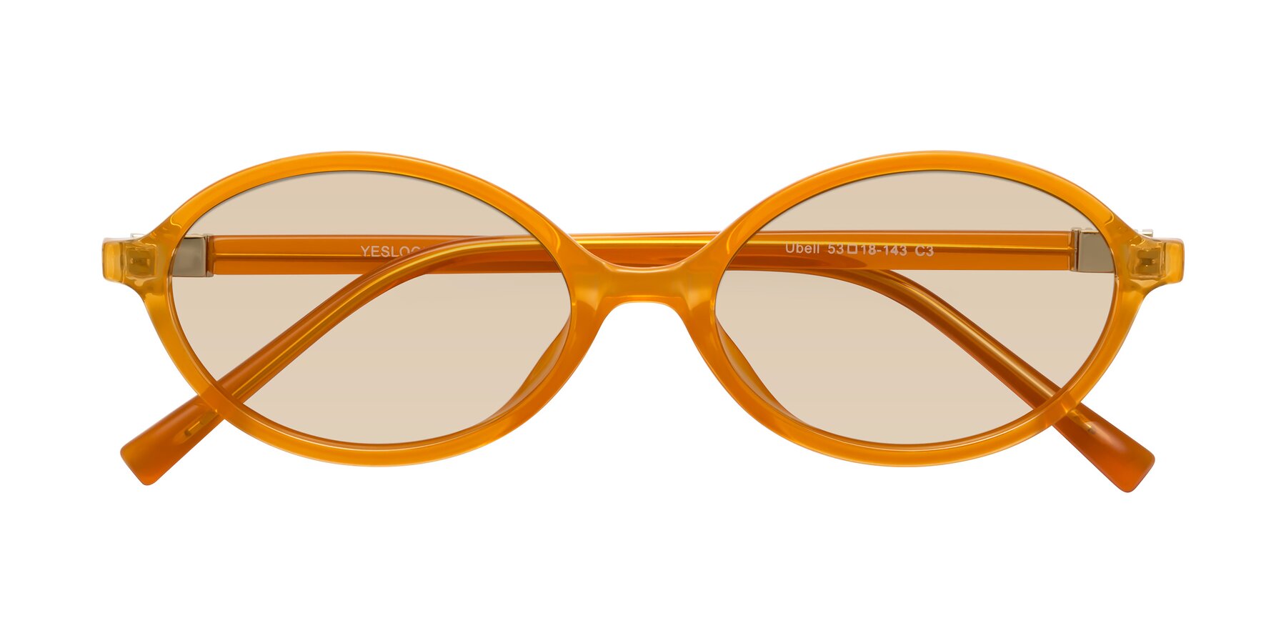Folded Front of Ubell in Orange with Light Brown Tinted Lenses