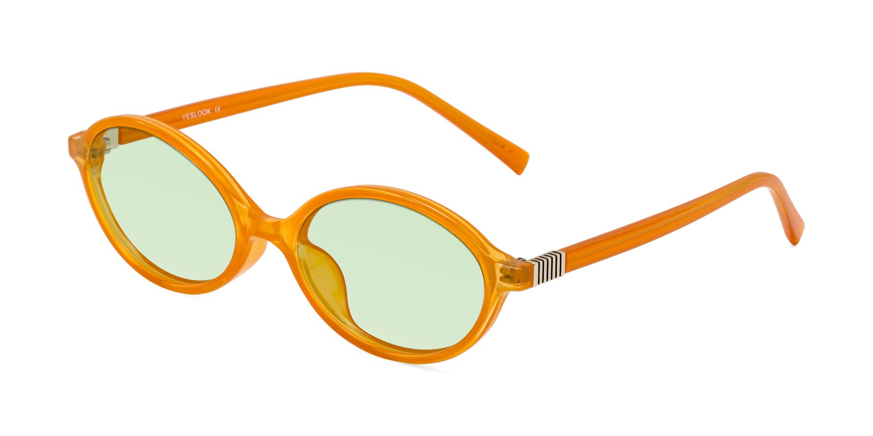 Angle of Ubell in Orange with Light Green Tinted Lenses