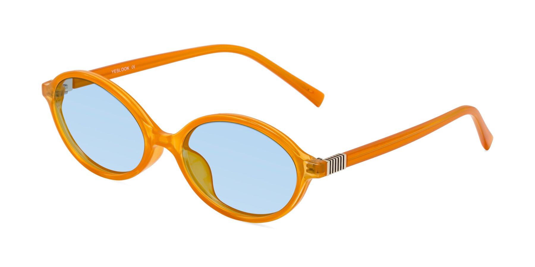 Angle of Ubell in Orange with Light Blue Tinted Lenses