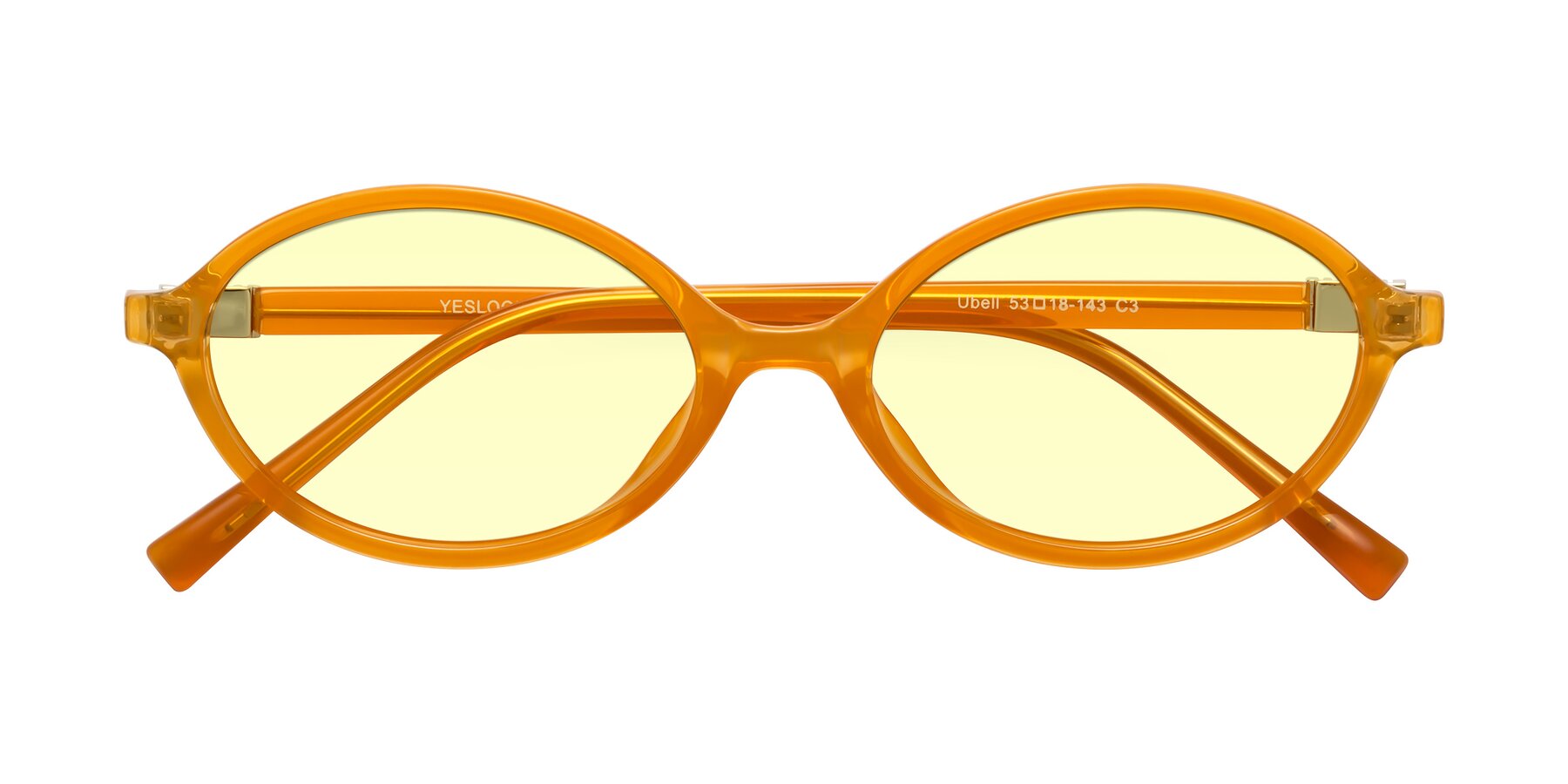 Folded Front of Ubell in Orange with Light Yellow Tinted Lenses