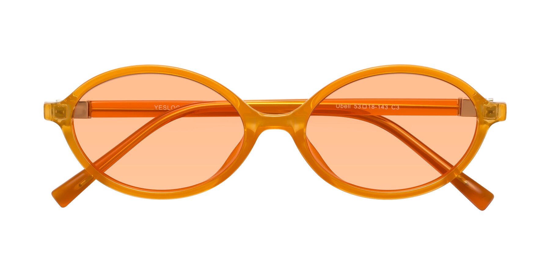 Folded Front of Ubell in Orange with Light Orange Tinted Lenses