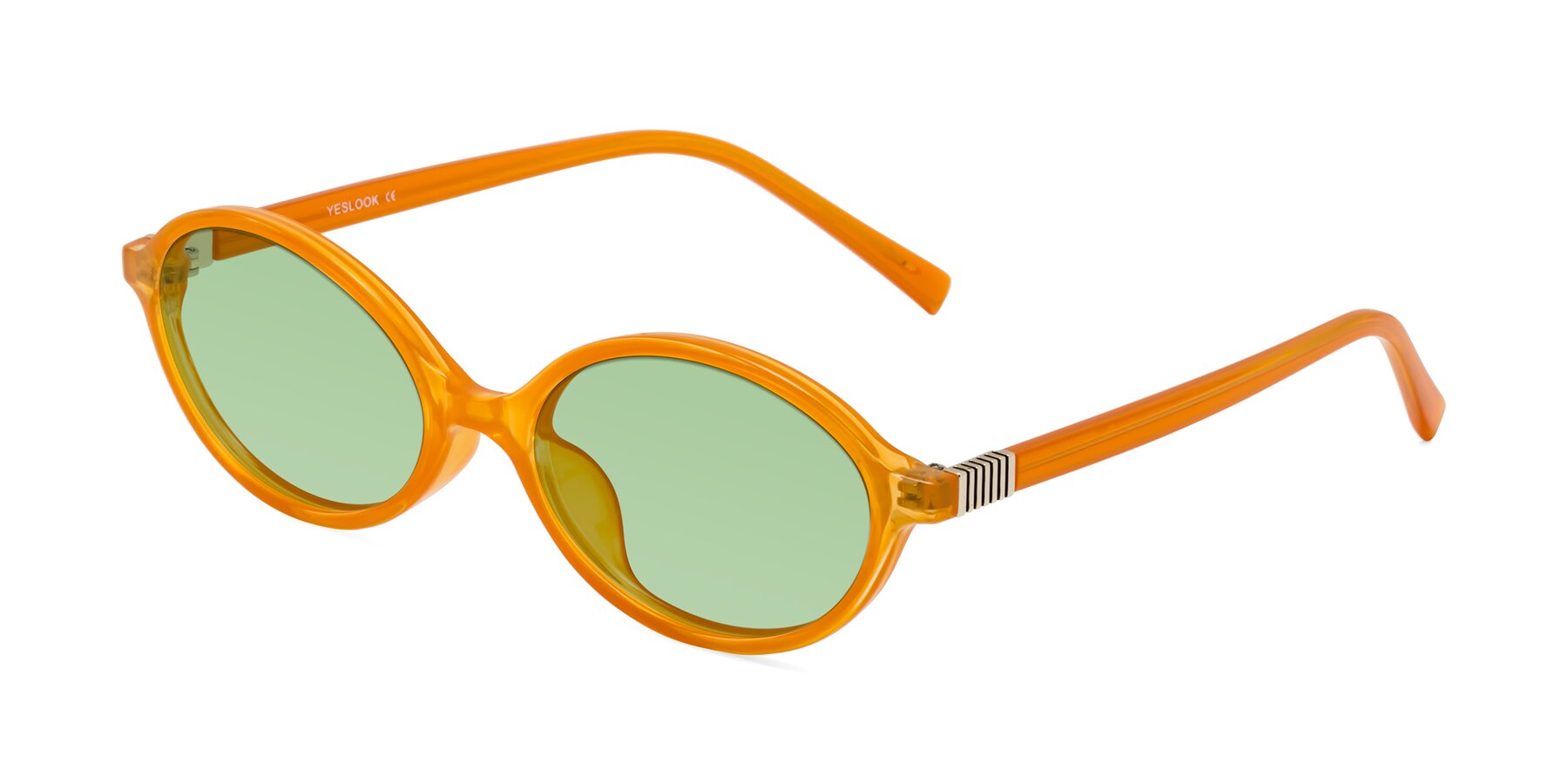 Angle of Ubell in Orange with Medium Green Tinted Lenses
