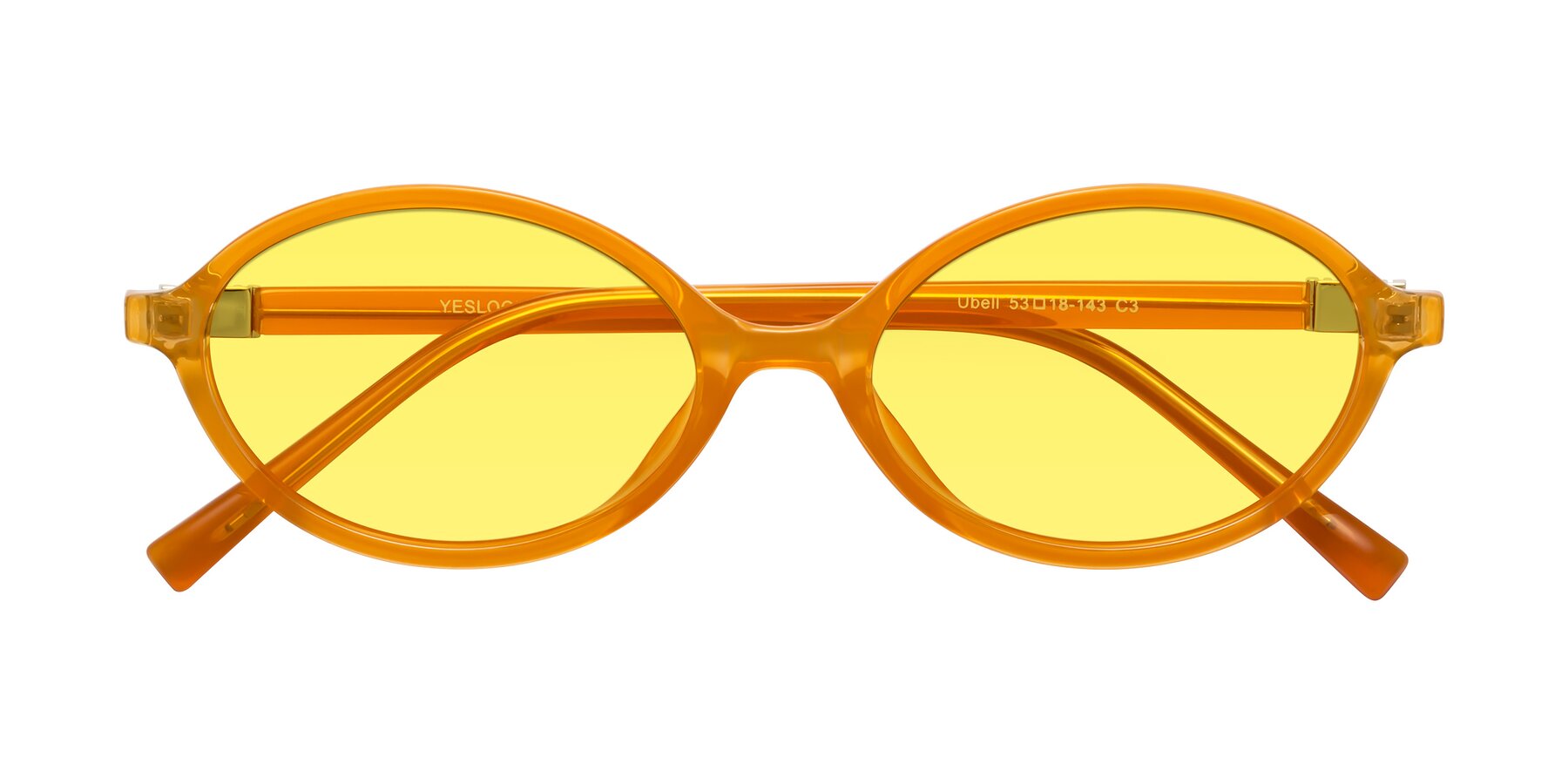 Folded Front of Ubell in Orange with Medium Yellow Tinted Lenses