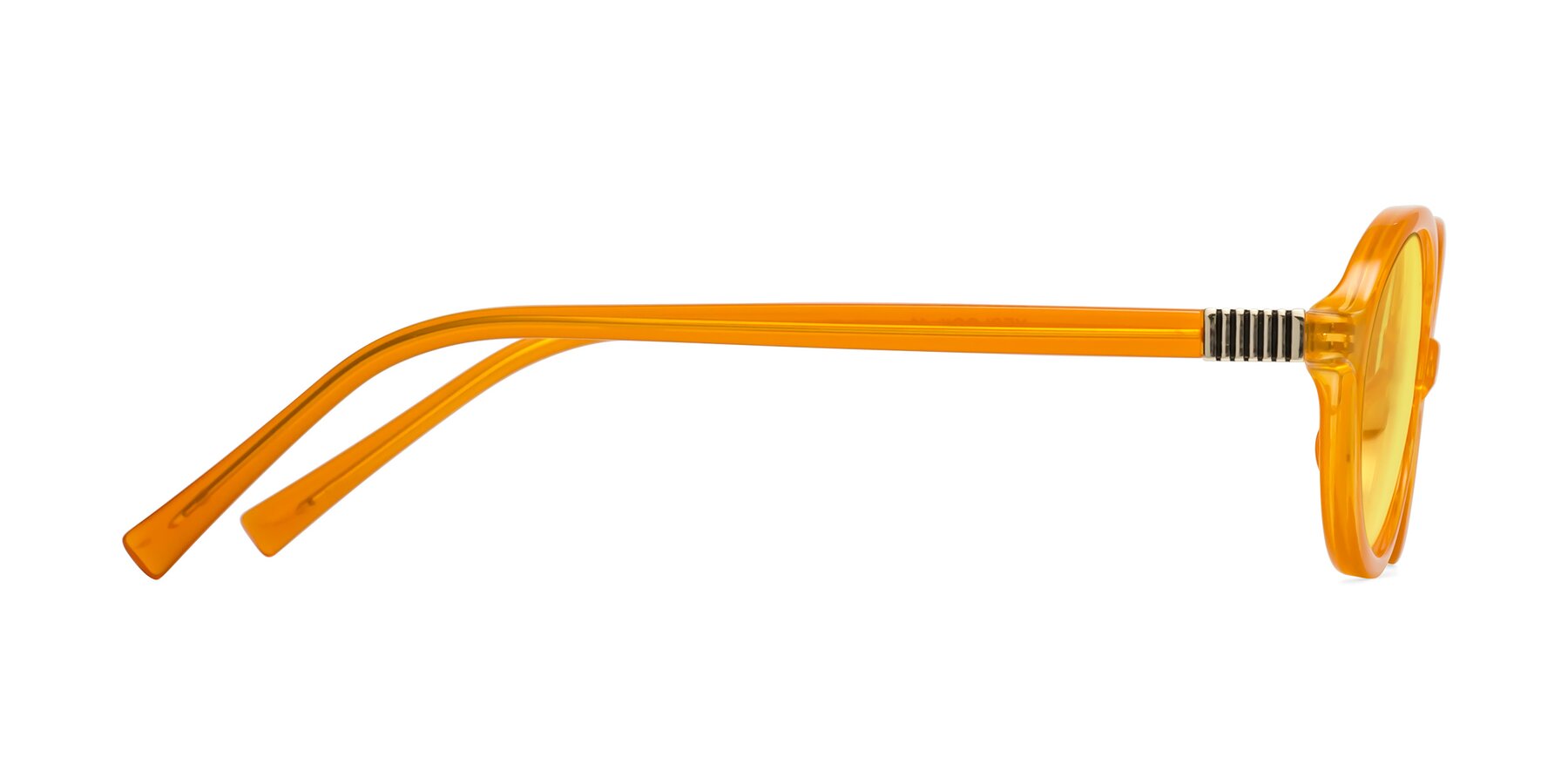 Side of Ubell in Orange with Medium Yellow Tinted Lenses