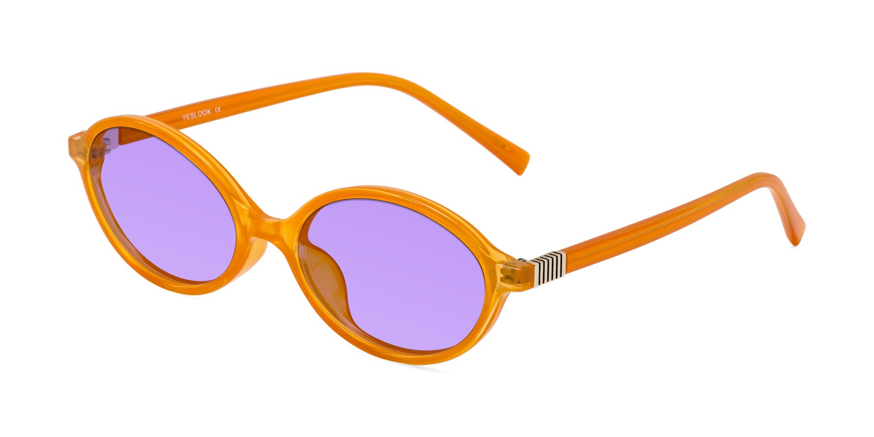 Angle of Ubell in Orange with Medium Purple Tinted Lenses