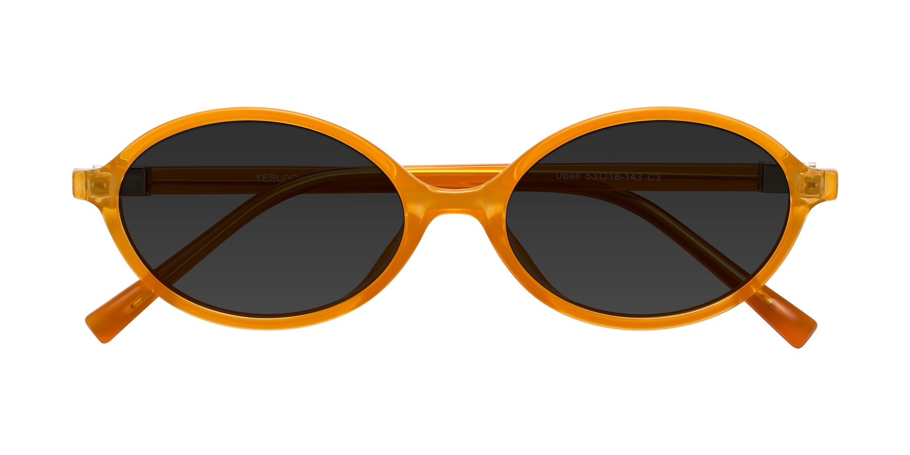 Folded Front of Ubell in Orange with Gray Tinted Lenses