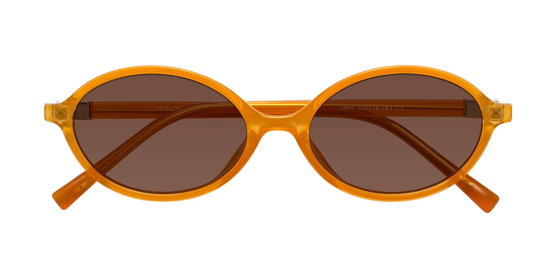 Folded Front of Ubell in Orange with Brown Tinted Lenses