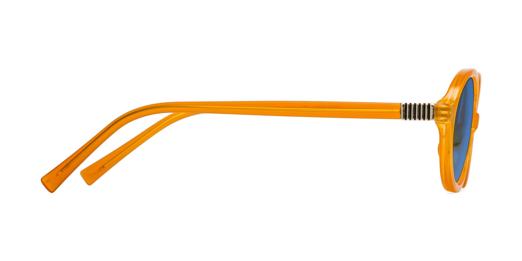 Side of Ubell in Orange with Blue Tinted Lenses