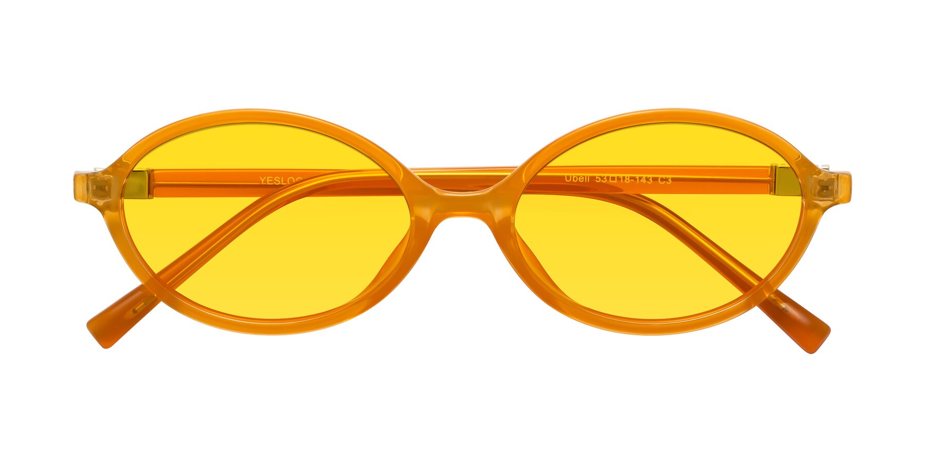Folded Front of Ubell in Orange with Yellow Tinted Lenses