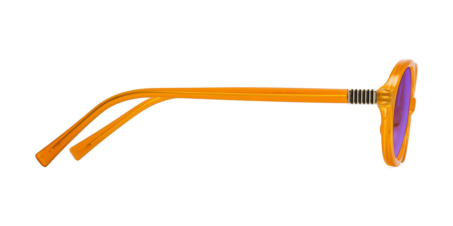 Side of Ubell in Orange with Purple Tinted Lenses