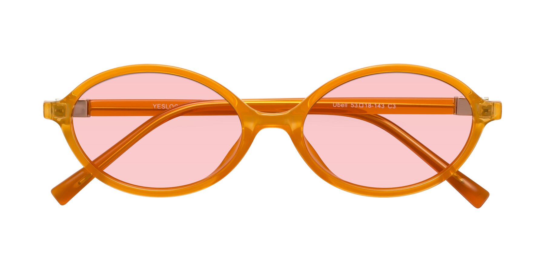 Folded Front of Ubell in Orange with Light Garnet Tinted Lenses