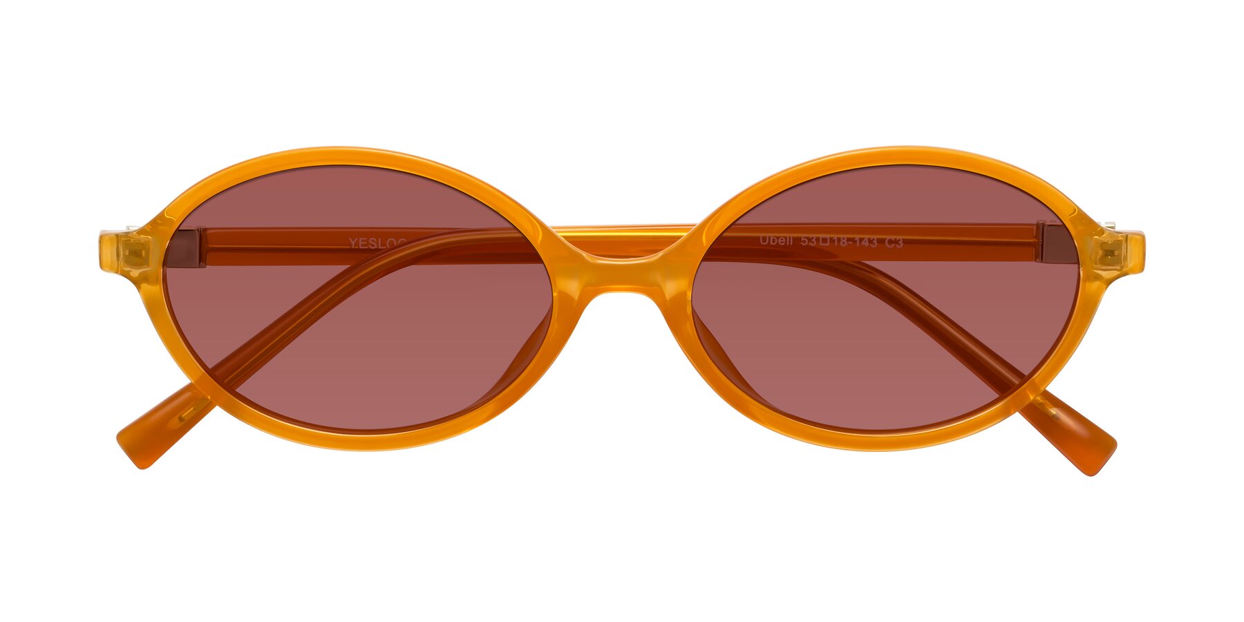 Folded Front of Ubell in Orange with Garnet Tinted Lenses