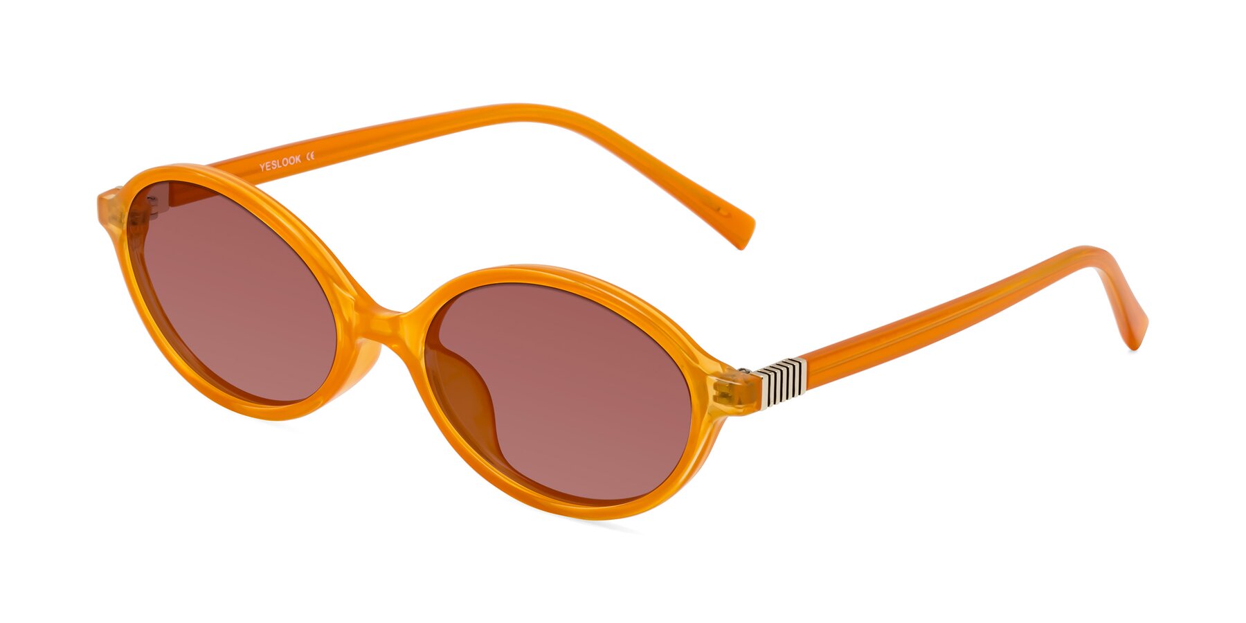 Angle of Ubell in Orange with Garnet Tinted Lenses