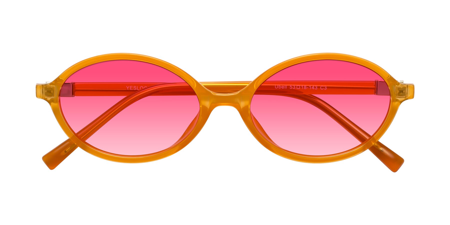Folded Front of Ubell in Orange with Pink Gradient Lenses