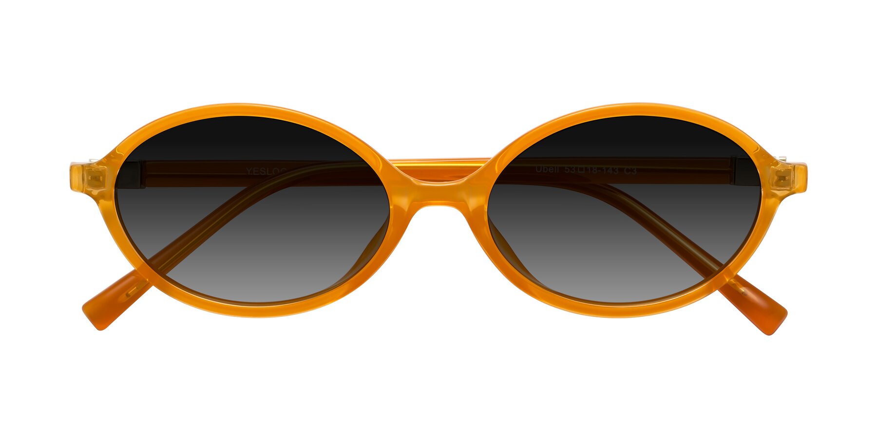 Folded Front of Ubell in Orange with Gray Gradient Lenses