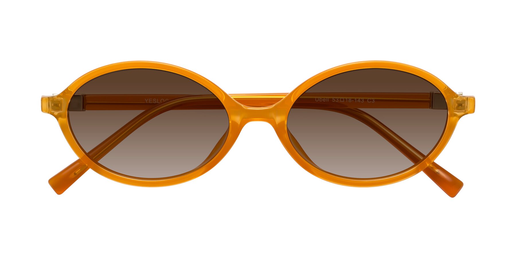 Folded Front of Ubell in Orange with Brown Gradient Lenses