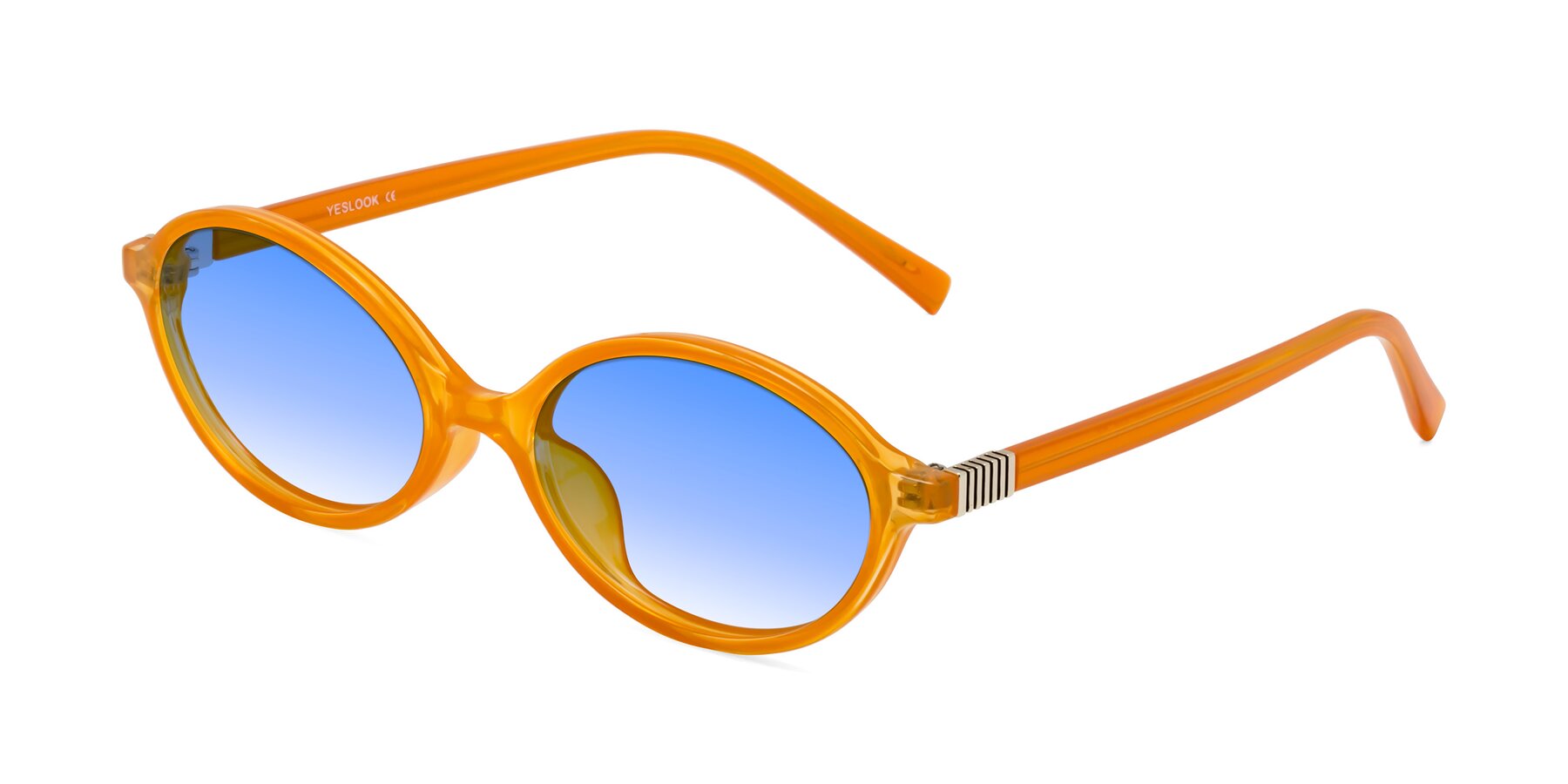 Angle of Ubell in Orange with Blue Gradient Lenses