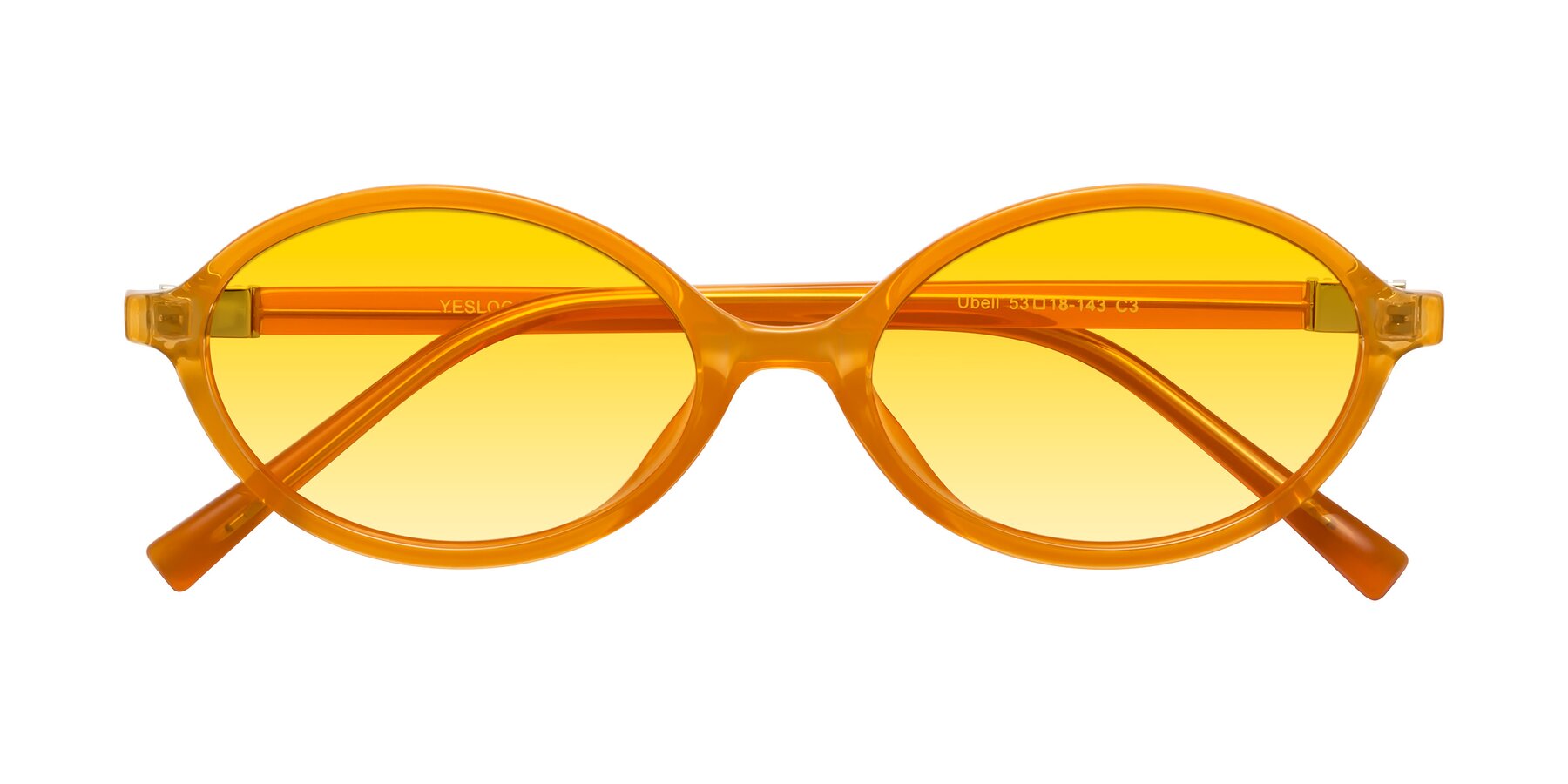 Folded Front of Ubell in Orange with Yellow Gradient Lenses