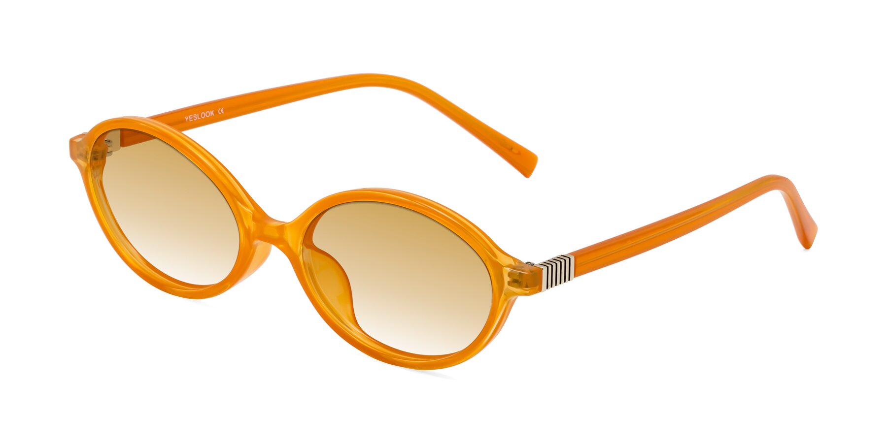 Angle of Ubell in Orange with Champagne Gradient Lenses