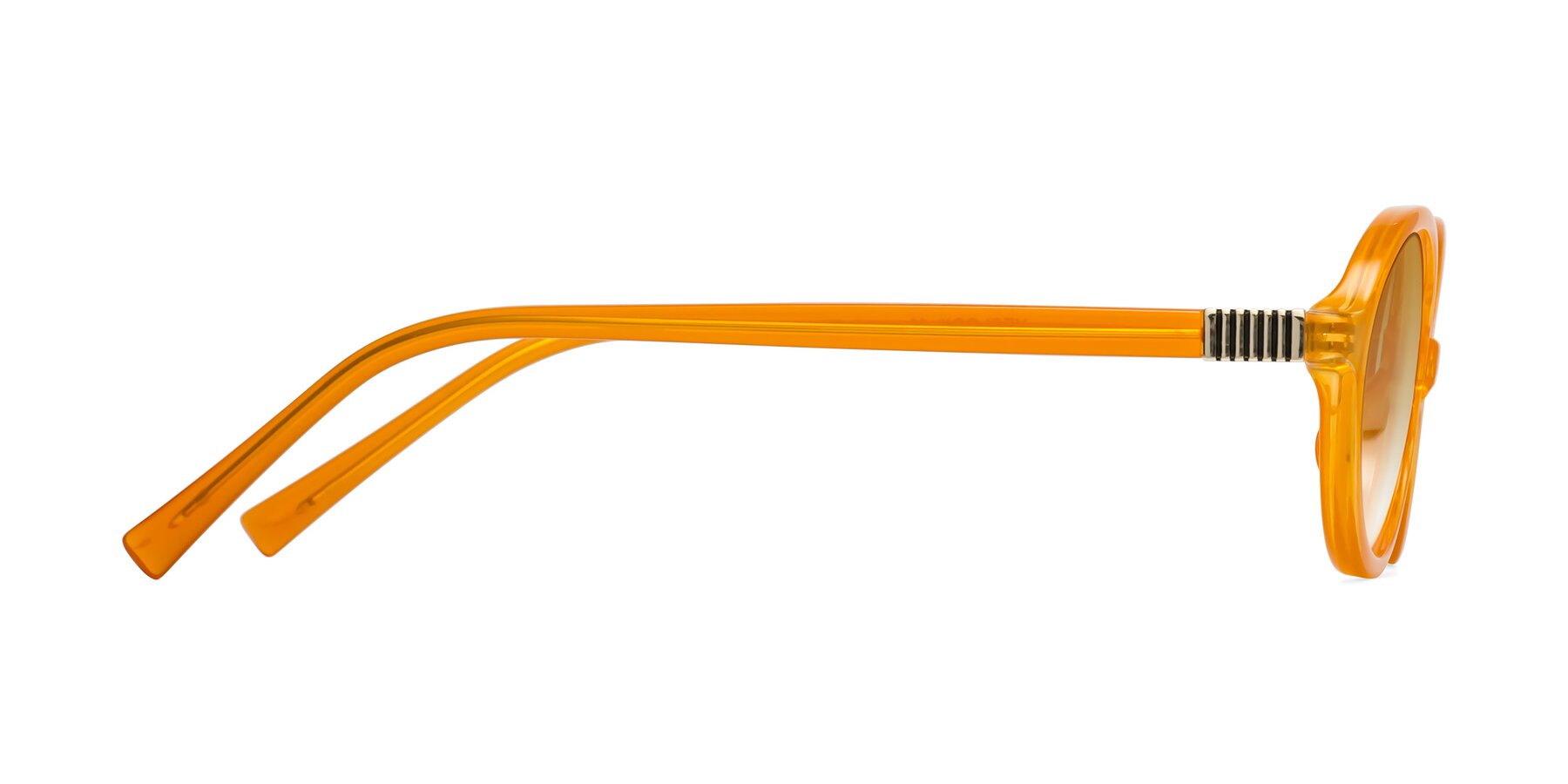 Side of Ubell in Orange with Champagne Gradient Lenses