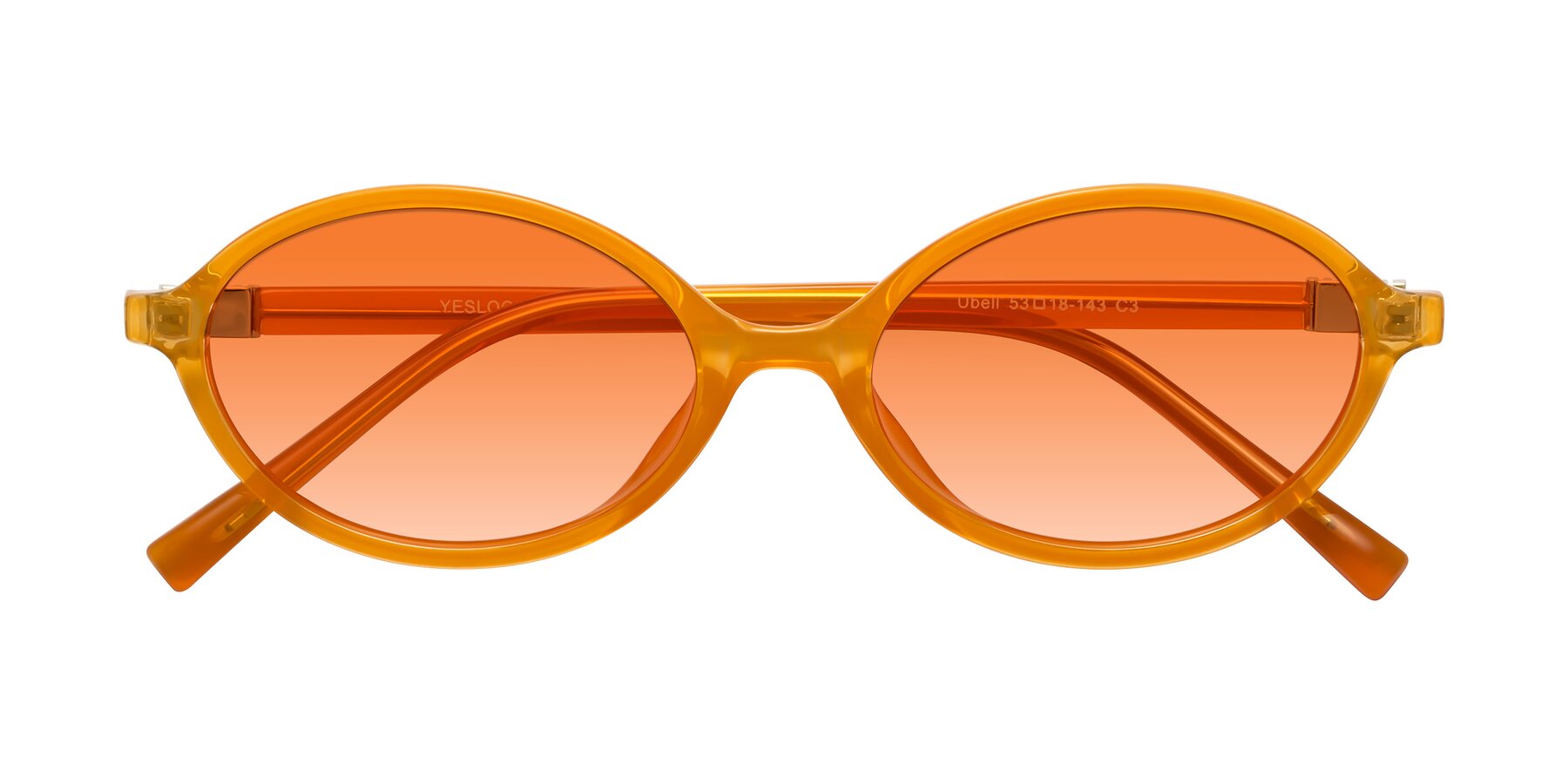 Folded Front of Ubell in Orange with Orange Gradient Lenses