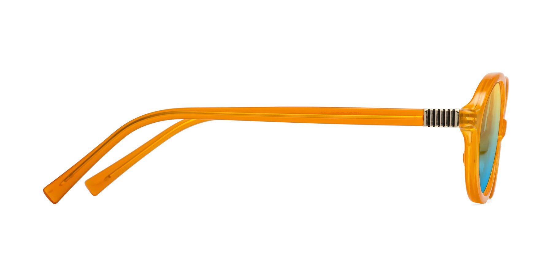 Side of Ubell in Orange with Yellow / Blue Gradient Lenses