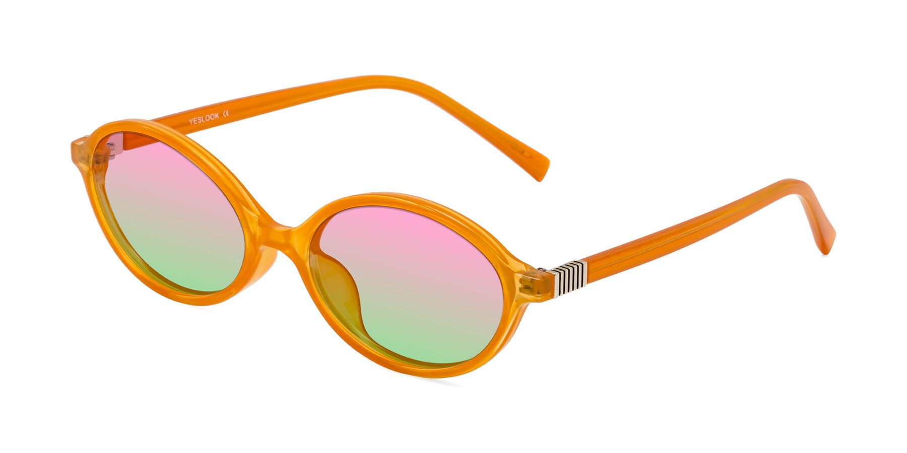 Angle of Ubell in Orange with Pink / Green Gradient Lenses