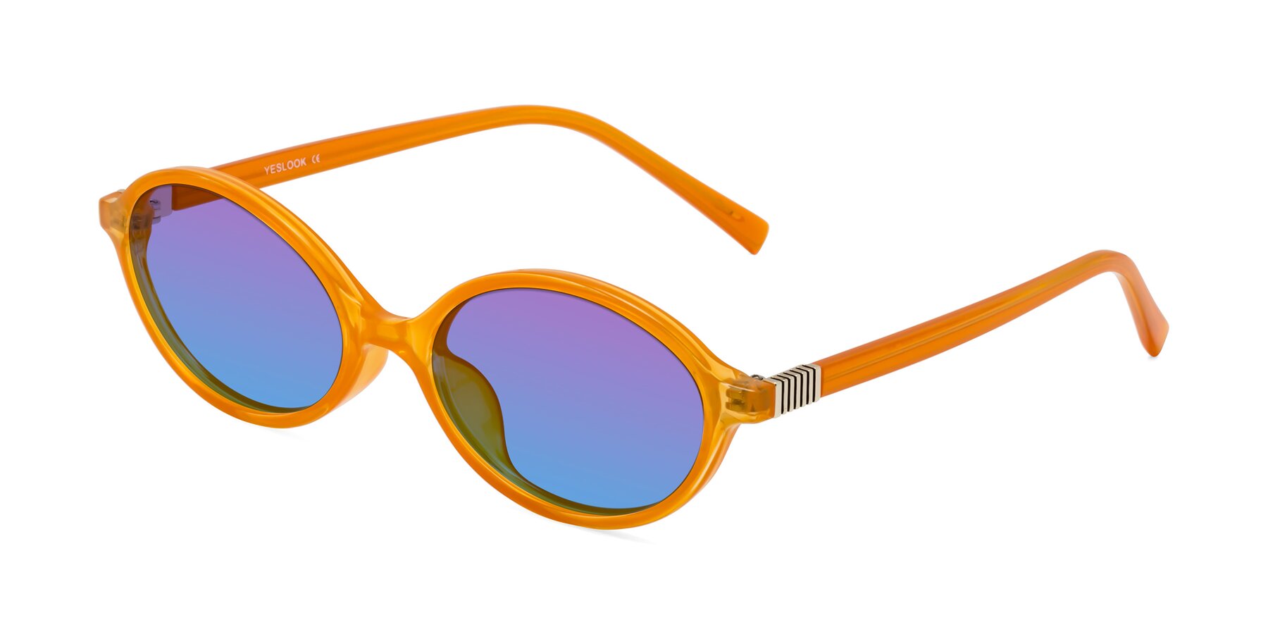 Angle of Ubell in Orange with Purple / Blue Gradient Lenses