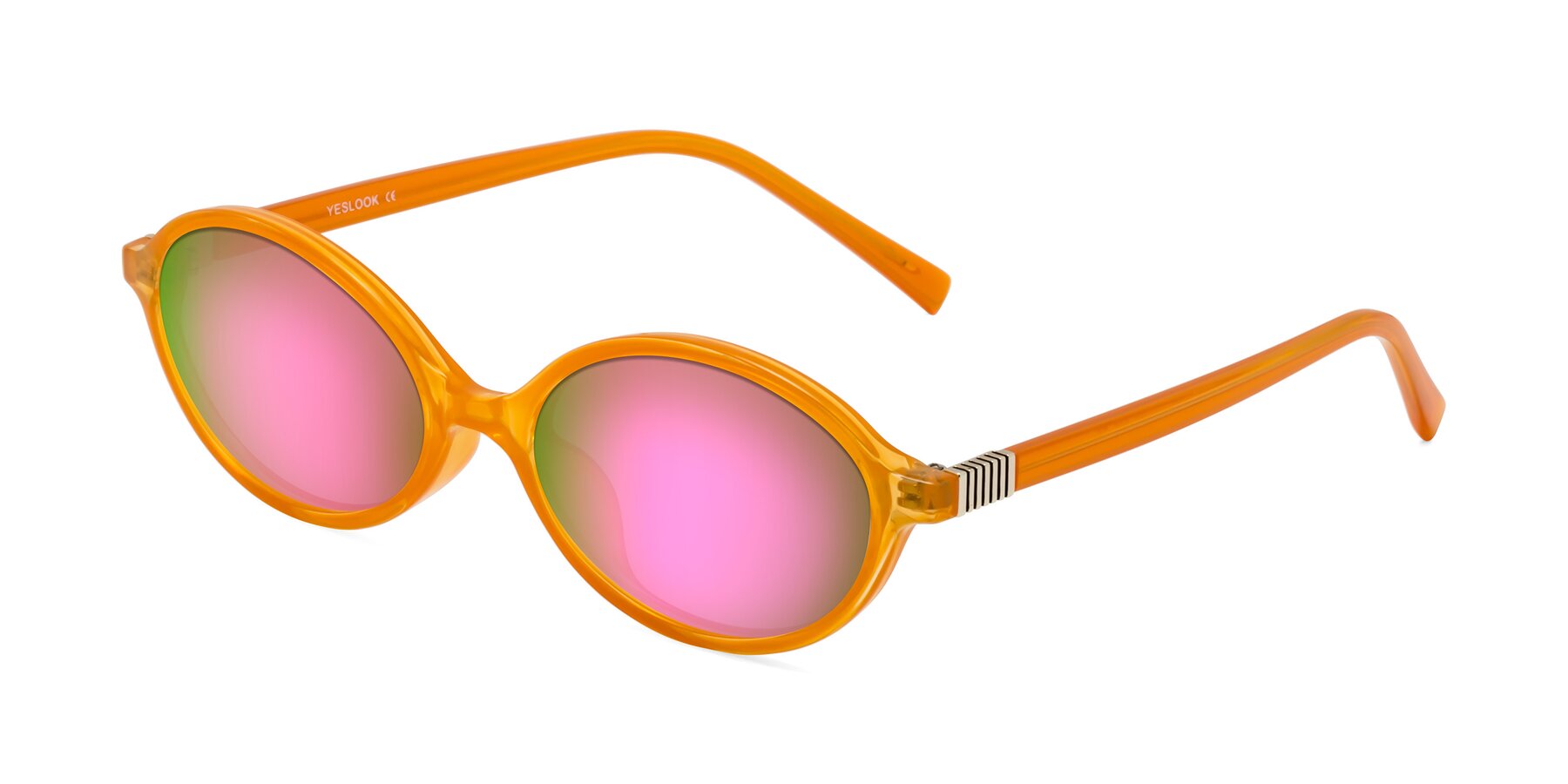 Angle of Ubell in Orange with Pink Mirrored Lenses