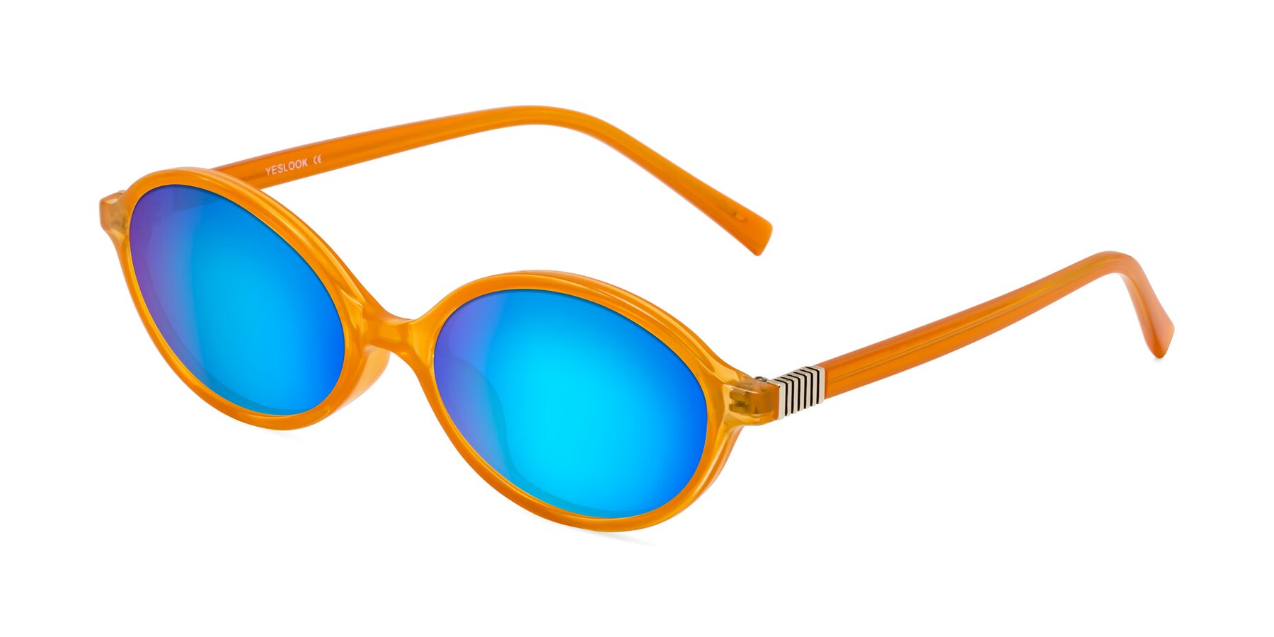 Angle of Ubell in Orange with Blue Mirrored Lenses