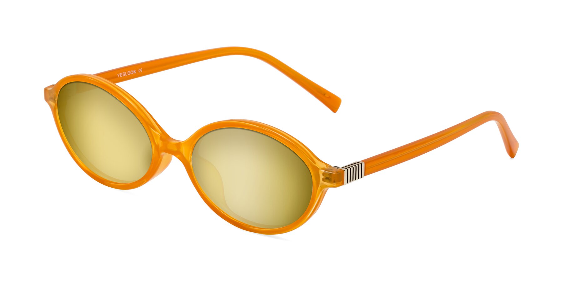Angle of Ubell in Orange with Gold Mirrored Lenses