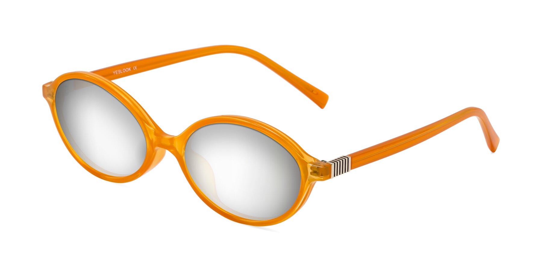 Angle of Ubell in Orange with Silver Mirrored Lenses