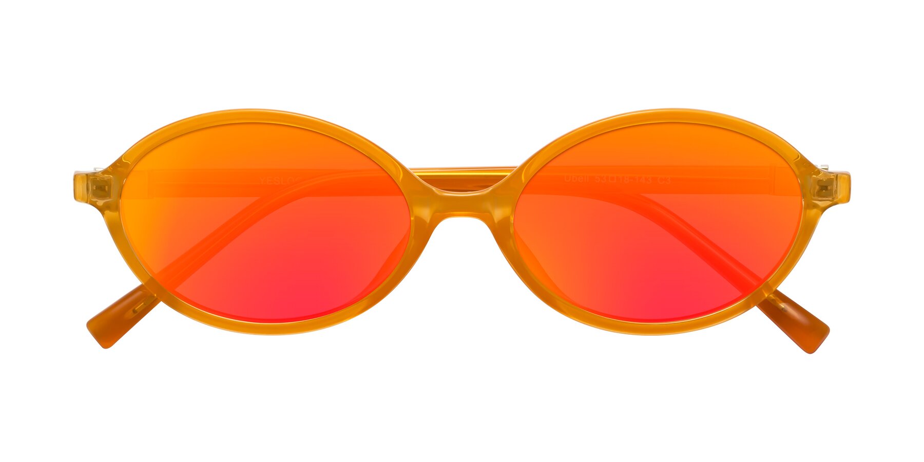 Folded Front of Ubell in Orange with Red Gold Mirrored Lenses