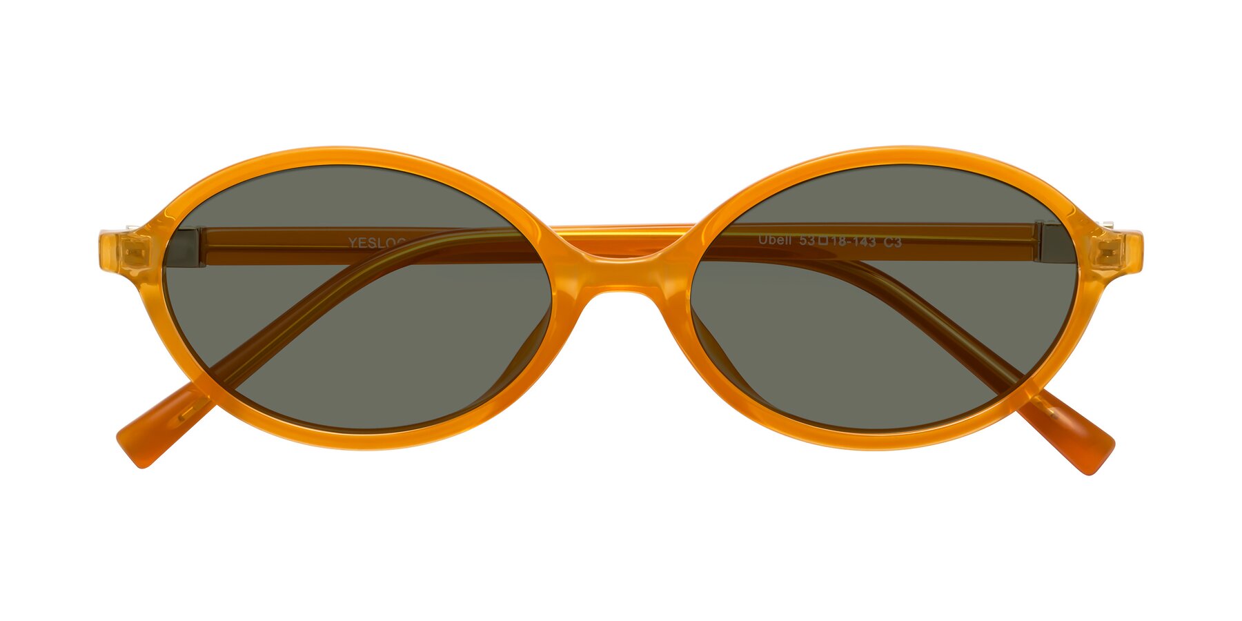 Folded Front of Ubell in Orange with Gray Polarized Lenses