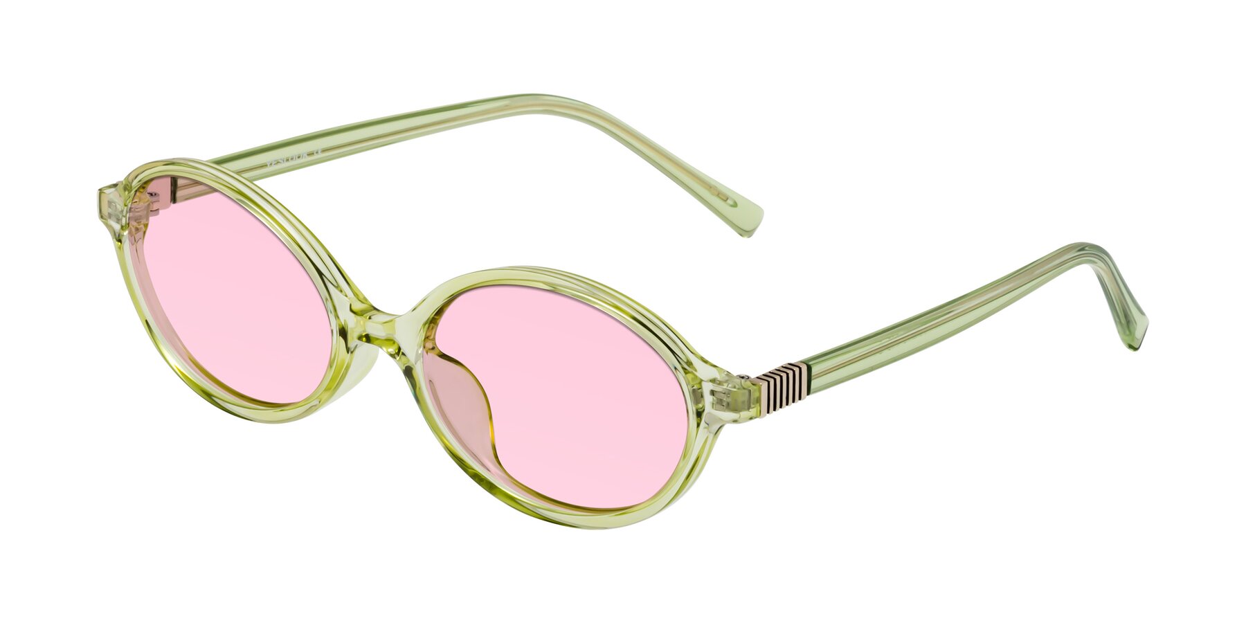Angle of Ubell in Transparent Green with Light Pink Tinted Lenses