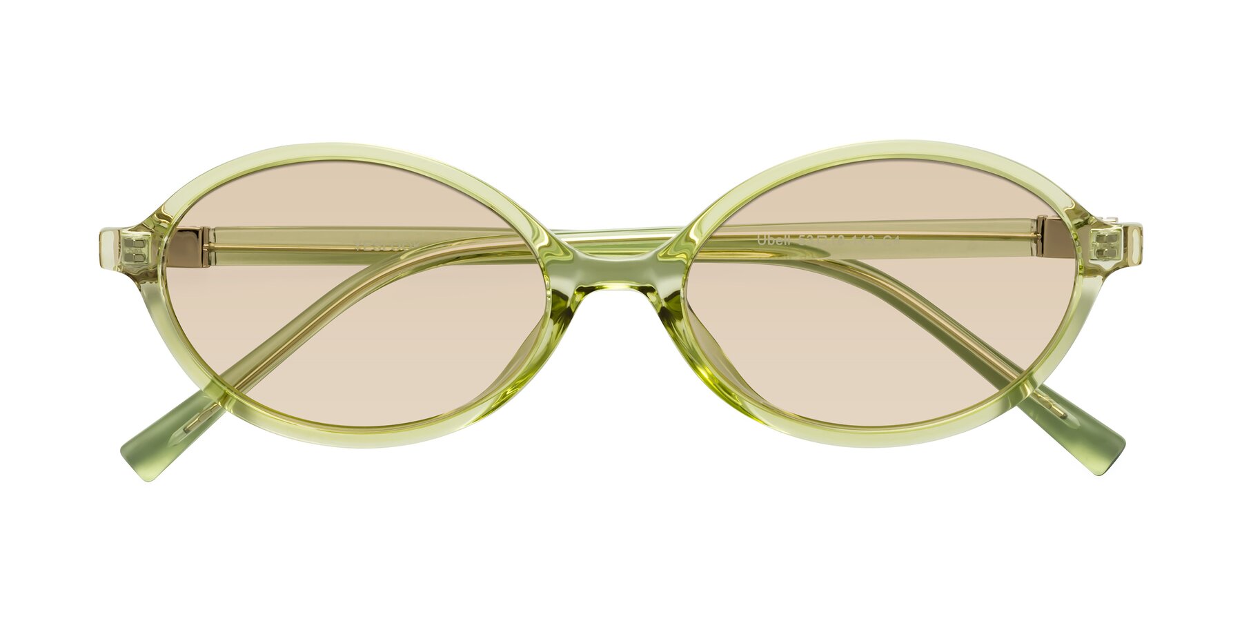 Folded Front of Ubell in Transparent Green with Light Brown Tinted Lenses