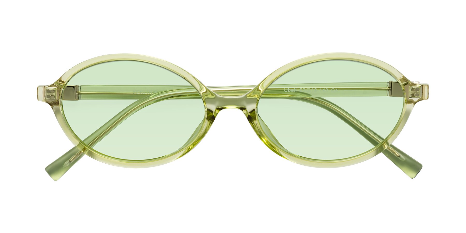 Folded Front of Ubell in Transparent Green with Light Green Tinted Lenses