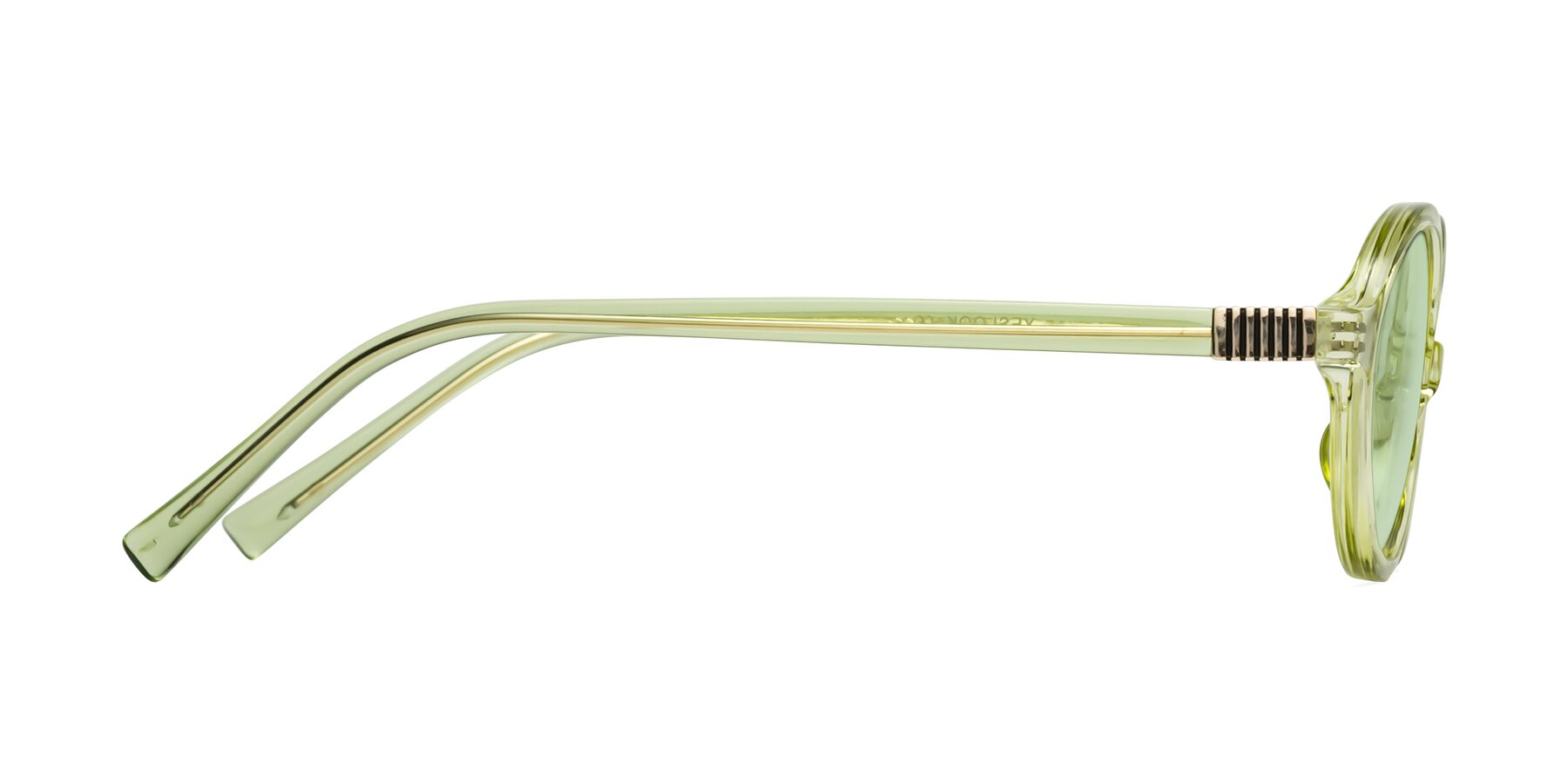 Side of Ubell in Transparent Green with Light Green Tinted Lenses