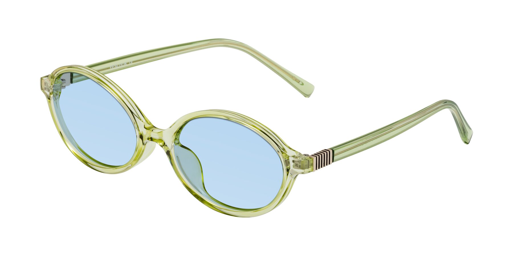 Angle of Ubell in Transparent Green with Light Blue Tinted Lenses