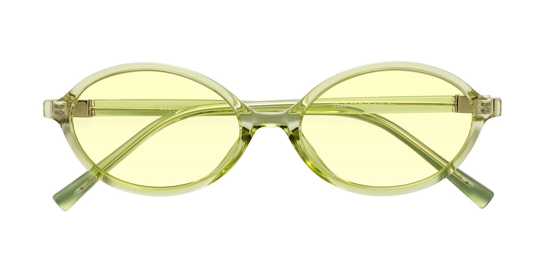 Folded Front of Ubell in Transparent Green with Light Yellow Tinted Lenses
