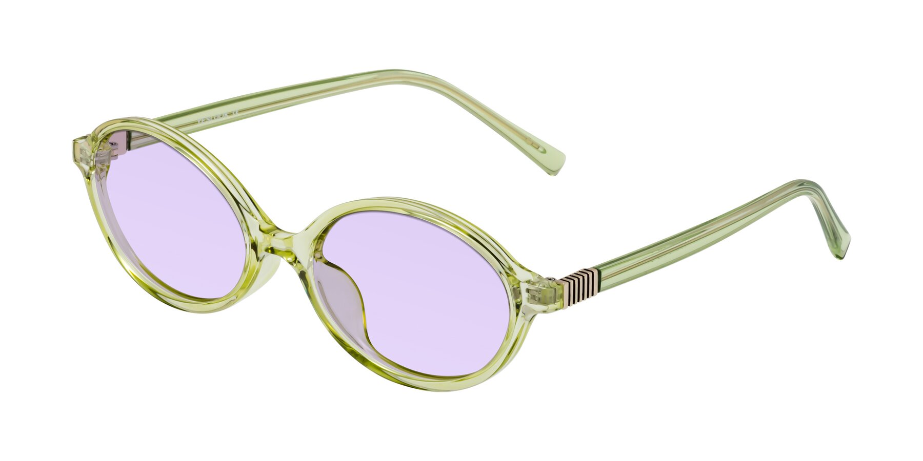 Angle of Ubell in Transparent Green with Light Purple Tinted Lenses