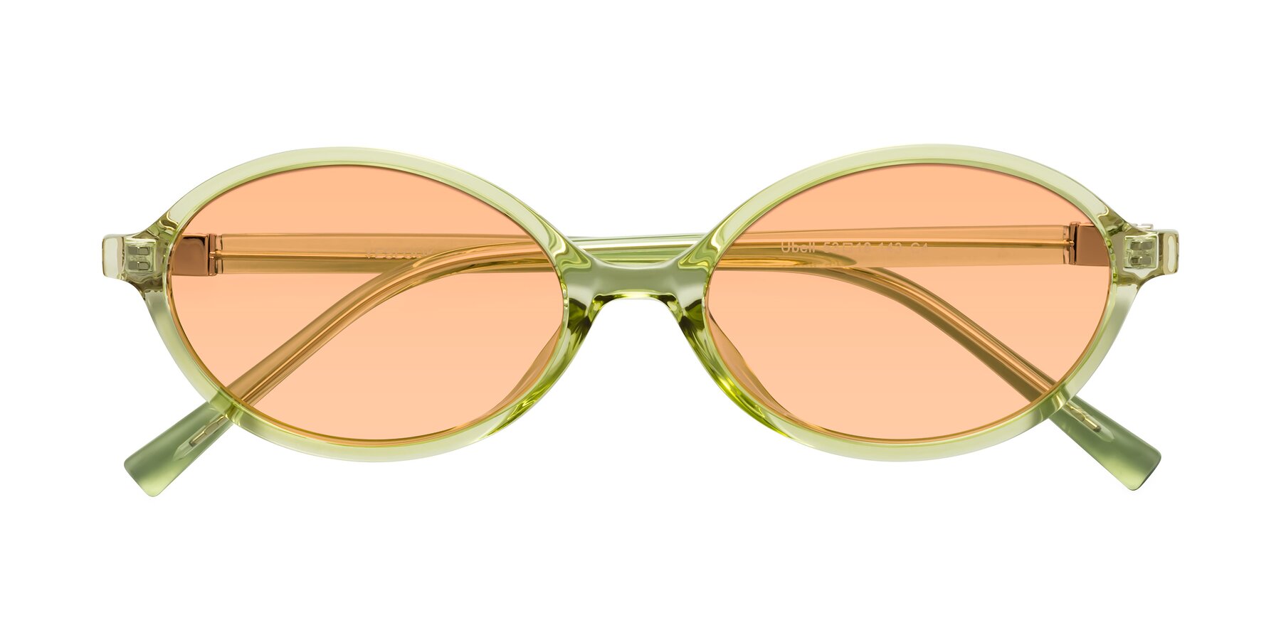 Folded Front of Ubell in Transparent Green with Light Orange Tinted Lenses