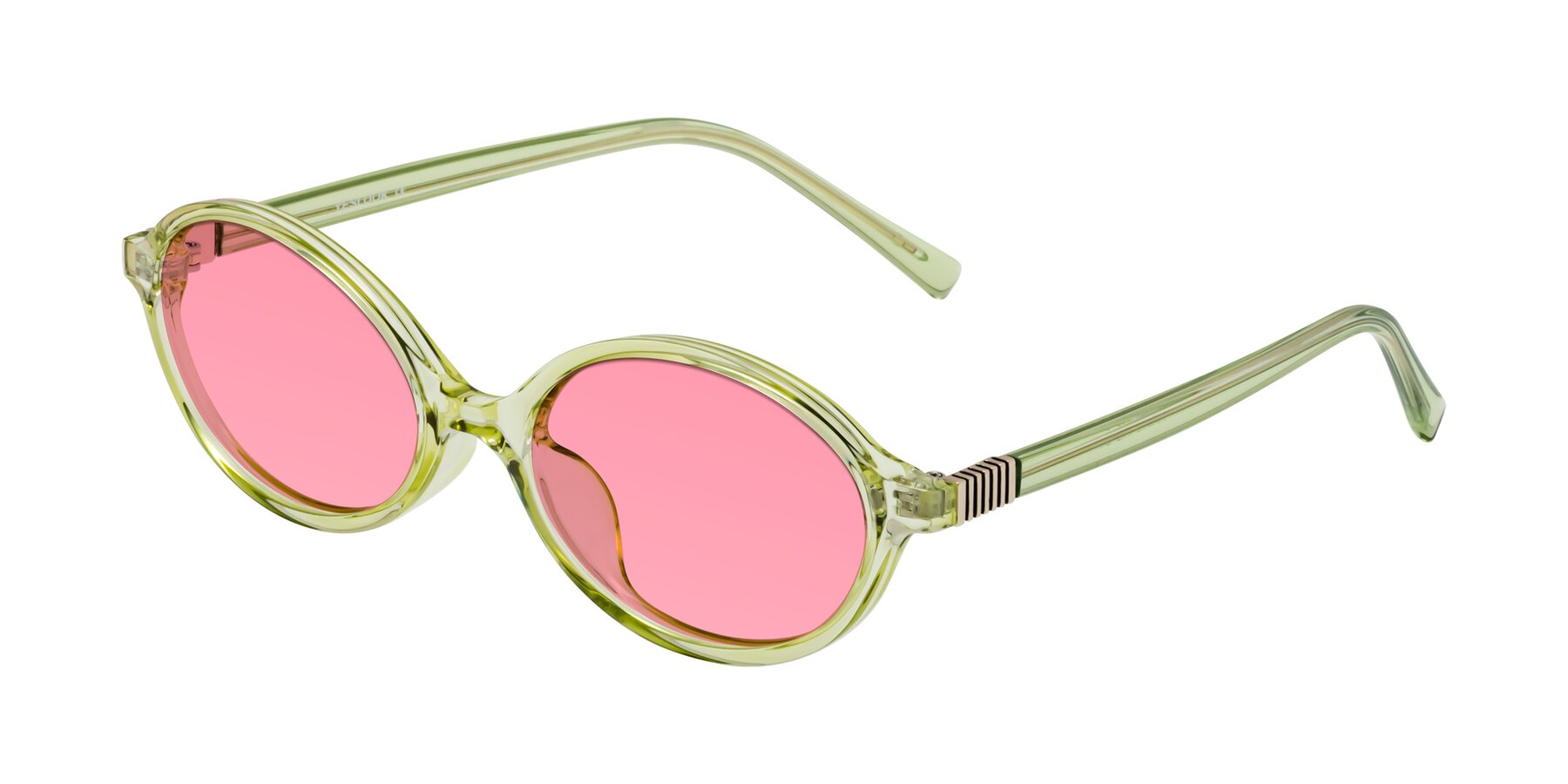 Angle of Ubell in Transparent Green with Pink Tinted Lenses
